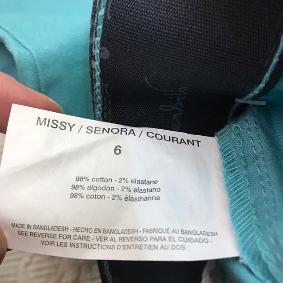 🆕 GLORIA VANDERBILT Aqua Teal Light Blue Cotten Blend Stretch Crop Capri 6 - Picture 6 of 10